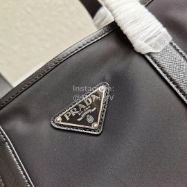 Prada New Large Nylon Leather Tote Bag Shopping Bag For Men Black 2vg064