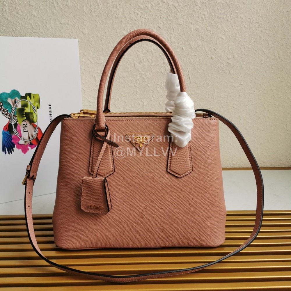 Prada Fine Leather Fashion Handbag Messenger Bag For Women Apricot 1ba232