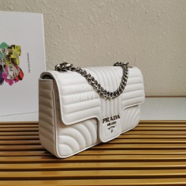 Prada Classic Napa Leather Chain Strap Fashion Bag For Women White 1bd108