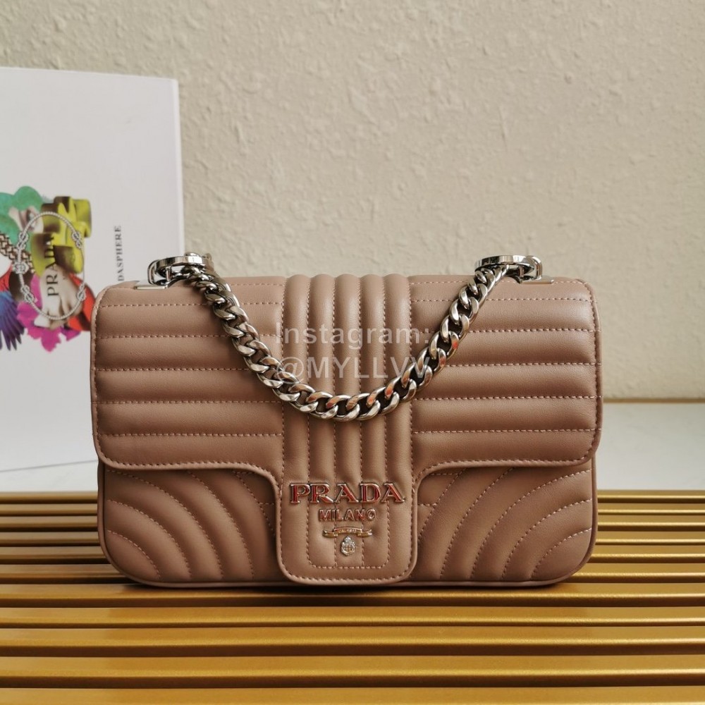 Prada Classic Napa Leather Chain Strap Fashion Bag For Women Brown 1bd108