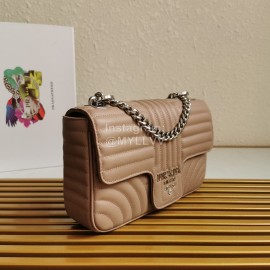 Prada Classic Napa Leather Chain Strap Fashion Bag For Women Brown 1bd108