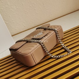 Prada Classic Napa Leather Chain Strap Fashion Bag For Women Brown 1bd108