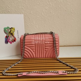 Prada Classic Napa Leather Chain Strap Fashion Bag For Women Rose Red 1bd108