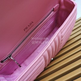 Prada Classic Napa Leather Chain Strap Fashion Bag For Women Rose Red 1bd108