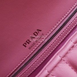 Prada Classic Napa Leather Chain Strap Fashion Bag For Women Rose Red 1bd108