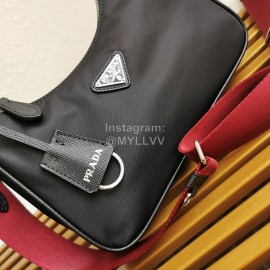 Prada Fashion With Small Bag Pendant Double Shoulder Strap Bag For Women Red 1bh204