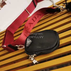 Prada Fashion With Small Bag Pendant Double Shoulder Strap Bag For Women Red 1bh204