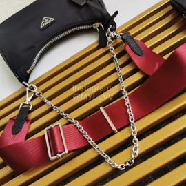 Prada Fashion With Small Bag Pendant Double Shoulder Strap Bag For Women Red 1bh204