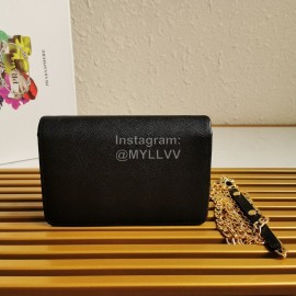 Prada Exquisite Detachable Chain Leather Fashion Bag For Women Black 1bp006