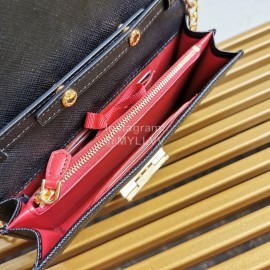 Prada Exquisite Detachable Chain Leather Fashion Bag For Women Black 1bp006