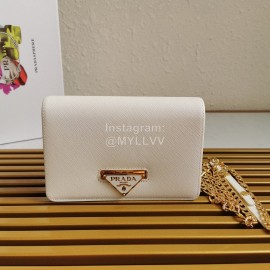 Prada Exquisite Detachable Chain Leather Fashion Bag For Women White 1bp006