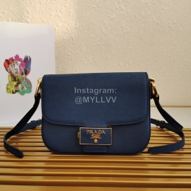 Prada New Flip Closure Elegant Leather Bag For Women Blue 1bd217