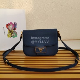 Prada New Flip Closure Elegant Leather Bag For Women Blue 1bd217