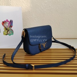 Prada New Flip Closure Elegant Leather Bag For Women Blue 1bd217