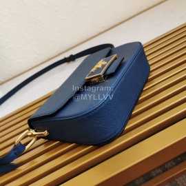 Prada New Flip Closure Elegant Leather Bag For Women Blue 1bd217