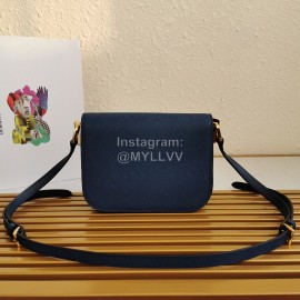 Prada New Flip Closure Elegant Leather Bag For Women Blue 1bd217