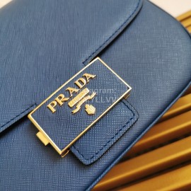Prada New Flip Closure Elegant Leather Bag For Women Blue 1bd217