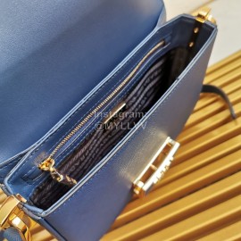 Prada New Flip Closure Elegant Leather Bag For Women Blue 1bd217