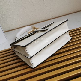 Prada Calfskin Gold Chain Flap Bag For Women White 1bd188