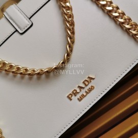 Prada Calfskin Gold Chain Flap Bag For Women White 1bd188