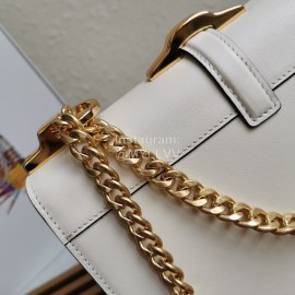 Prada Calfskin Gold Chain Flap Bag For Women White 1bd188
