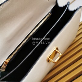 Prada Calfskin Gold Chain Flap Bag For Women White 1bd188