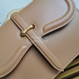 Prada Calfskin Gold Chain Flap Bag For Women Coffee 1bd188