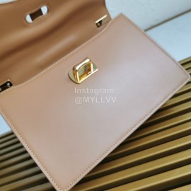 Prada Calfskin Gold Chain Flap Bag For Women Coffee 1bd188