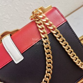 Prada Calfskin Gold Chain Flap Bag For Women Red 1bd188