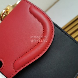 Prada Calfskin Gold Chain Flap Bag For Women Red 1bd188