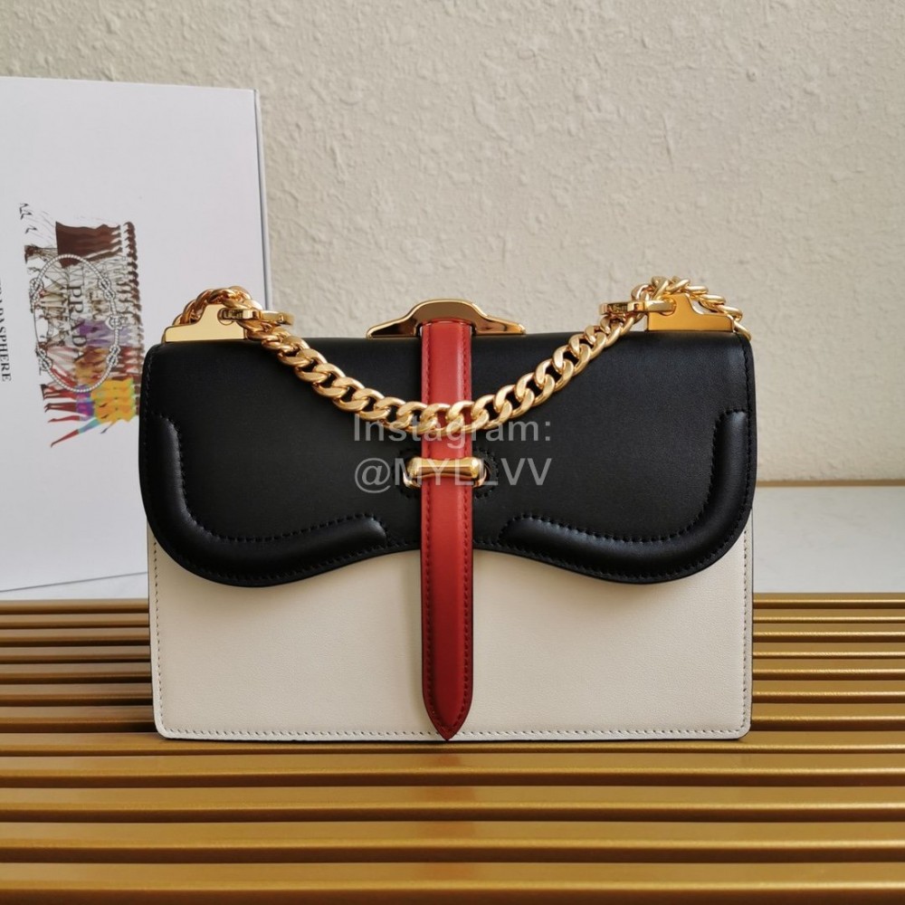 Prada Calfskin Gold Chain Flap Bag For Women 1bd188