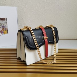 Prada Calfskin Gold Chain Flap Bag For Women 1bd188