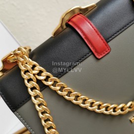 Prada Fashion Calfskin Gold Chain Flap Bag For Women 1bd188