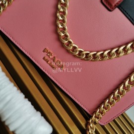 Prada Calfskin Gold Chain Flap Bag For Women Pink 1bd188