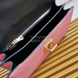 Prada Calfskin Gold Chain Flap Bag For Women Pink 1bd188