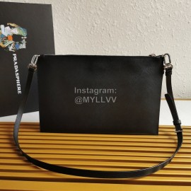 Prada New Cross Leather Whale Pattern Handbag Black 2vh073