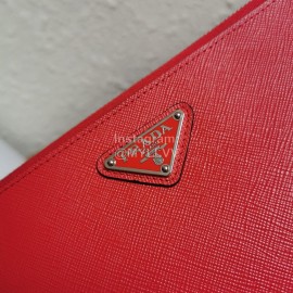 Prada New Cross Leather Whale Pattern Handbag Red 2vh073