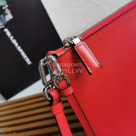 Prada New Cross Leather Whale Pattern Handbag Red 2vh073