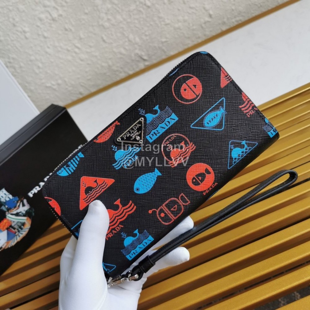 Prada New Cowhide Whale Print Long Zipper Wallet 2ml028