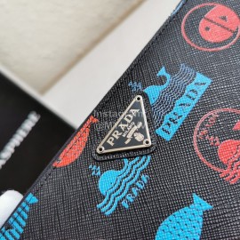 Prada New Cowhide Whale Print Long Zipper Wallet 2ml028