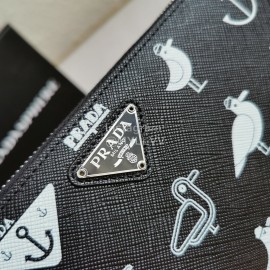 Prada New Cowhide Fashion Black Long Zipper Wallet 2ml317