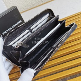 Prada New Cowhide Fashion Black Long Zipper Wallet 2ml317