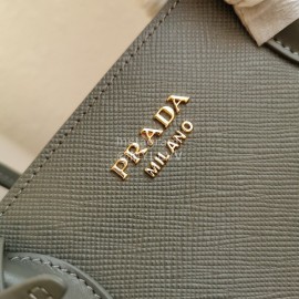 Prada Exquisite Leather Double Handle Fashion Gray Messenger Bag For Women 1ba153