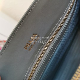 Prada Exquisite Leather Double Handle Fashion Gray Messenger Bag For Women 1ba153