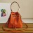 Prada Cross Cowhide Drawstring Bucket Bag Handbag For Women Orange 1be032