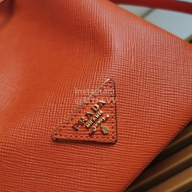 Prada Cross Cowhide Drawstring Bucket Bag Handbag For Women Orange 1be032