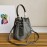 Prada Cross Cowhide Drawstring Bucket Bag Handbag For Women Gray 1be032