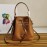 Prada Cross Cowhide Drawstring Bucket Bag Handbag For Women Brown 1be032