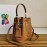 Prada Cross Cowhide Drawstring Bucket Bag Handbag For Women Brown 1be032