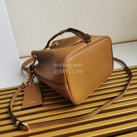 Prada Cross Cowhide Drawstring Bucket Bag Handbag For Women Brown 1be032